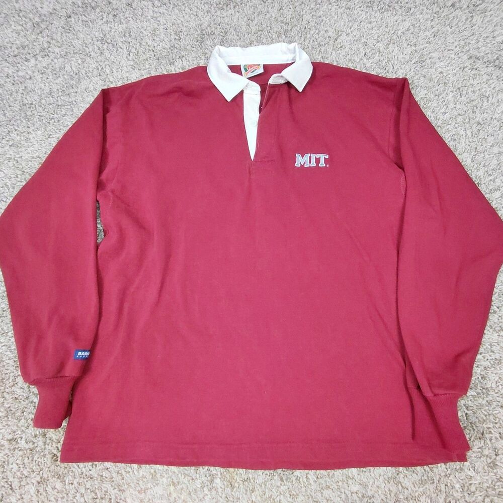 Barbarian MIT Rugby Wear Polo Shirt Mens 3XL Maroon Long Sleeve
